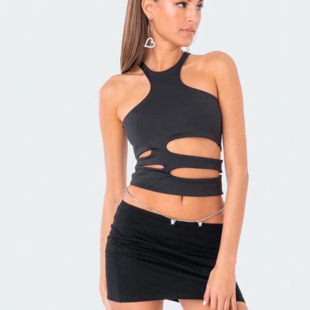 Chic Black Cutout Halter Top